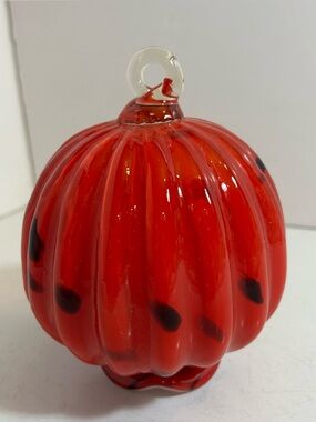 Vintage hand blown glass red hanging hummingbird feeder